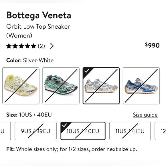 Bottega venneta women’s orbit metallic mesh sneakers size 40/10 - Picture 3 of 10